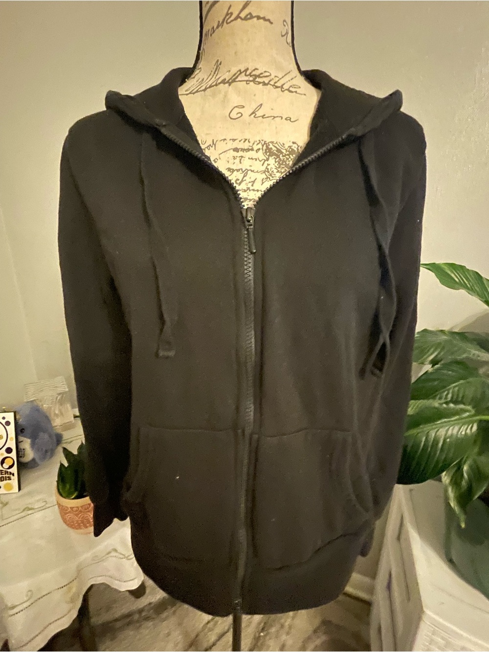 Time and Tru Black Zip-Up Hoodie Jacket